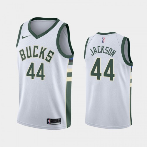 Men's Milwaukee Bucks #44 Justin Jackson 2021 Association White Jersey