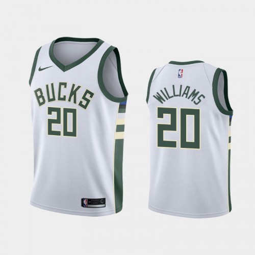 Men's Milwaukee Bucks #20 Marvin Williams 2019-20 Association White Jersey