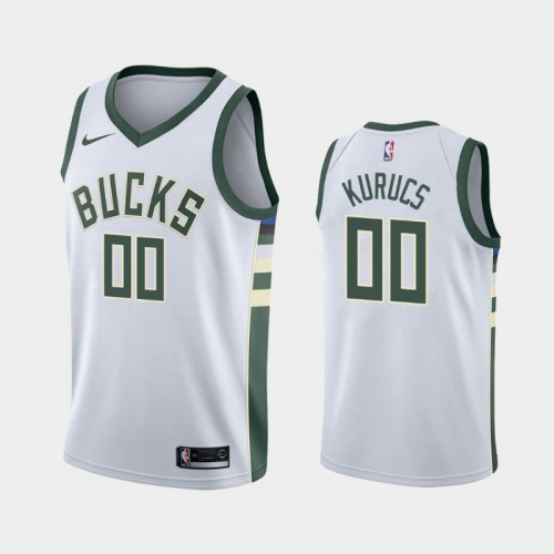 Men's Milwaukee Bucks #00 Rodion Kurucs 2021 Association White Jersey