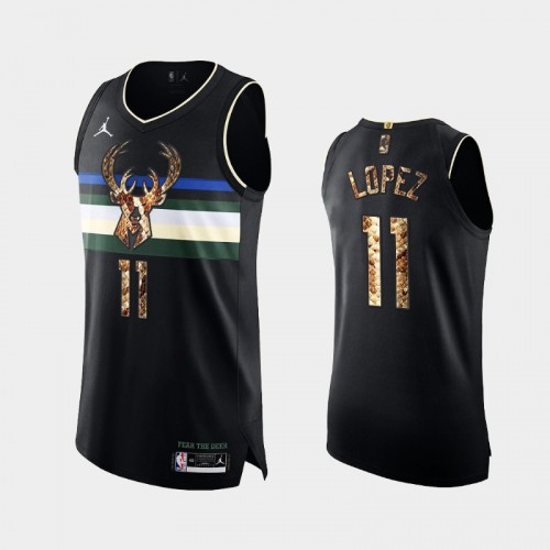 Milwaukee Bucks Brook Lopez Men #11 Authentic Python Skin Black 2021 Exclusive Edition Jersey