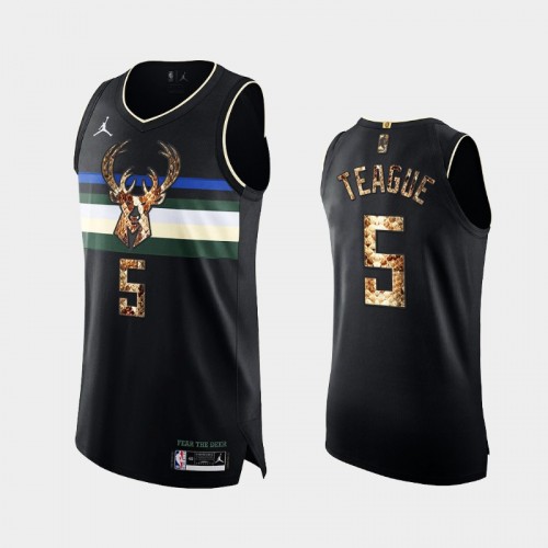 Milwaukee Bucks Jeff Teague Men #5 Authentic Python Skin Black 2021 Exclusive Edition Jersey