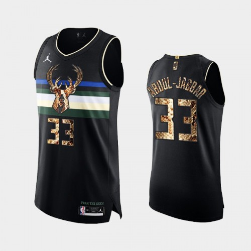 Milwaukee Bucks Kareem Abdul-Jabbar Men #33 Authentic Python Skin Black 2021 Exclusive Edition Jersey