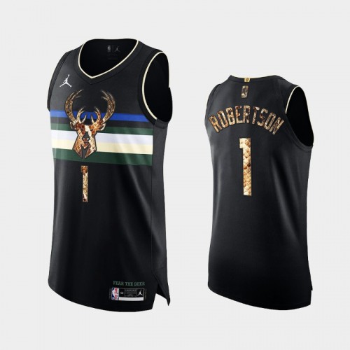 Milwaukee Bucks Oscar Robertson Men #1 Authentic Python Skin Black 2021 Exclusive Edition Jersey