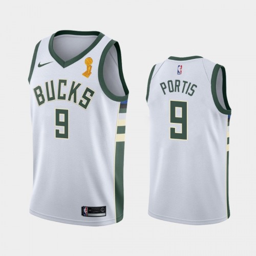 Milwaukee Bucks #9 Bobby Portis 2021 NBA Finals Champions White Jersey
