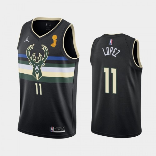Milwaukee Bucks #11 Brook Lopez 2021 NBA Finals Champions Black Jersey