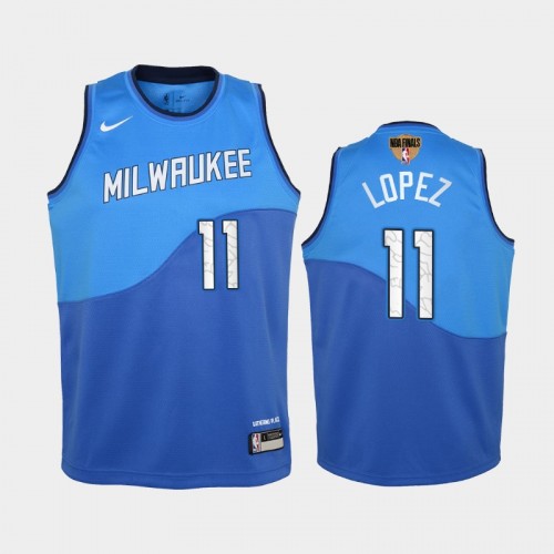 Milwaukee Bucks #11 Brook Lopez 2021 NBA Finals City Edition Blue Jersey