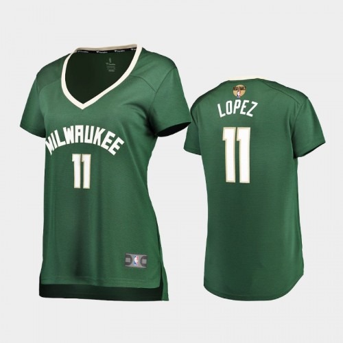 Milwaukee Bucks #11 Brook Lopez 2021 NBA Finals Bound Replica Green Jersey