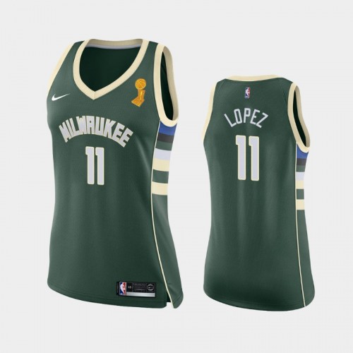 Milwaukee Bucks #11 Brook Lopez 2021 NBA Finals Champions Green Jersey