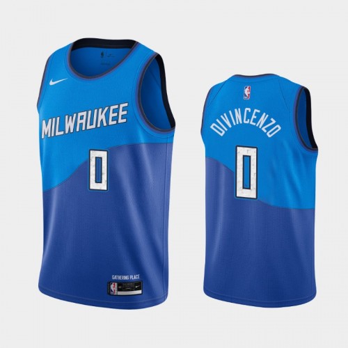 Men's Milwaukee Bucks #0 Donte DiVincenzo 2020-21 City Blue Jersey