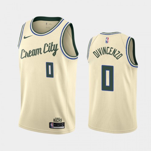 Men's Milwaukee Bucks #0 Donte DiVincenzo 2019-20 City Cream Jersey