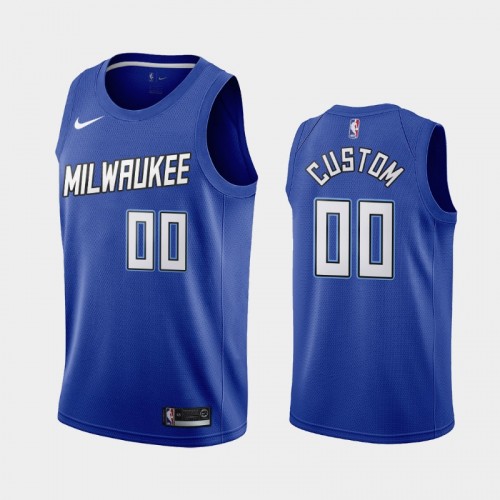 Men Milwaukee Bucks #00 Custom 2020-21 City Edition New Uniform Navy Jersey