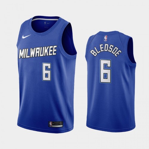 Men Milwaukee Bucks #6 Eric Bledsoe 2020-21 City Edition New Uniform Navy Jersey