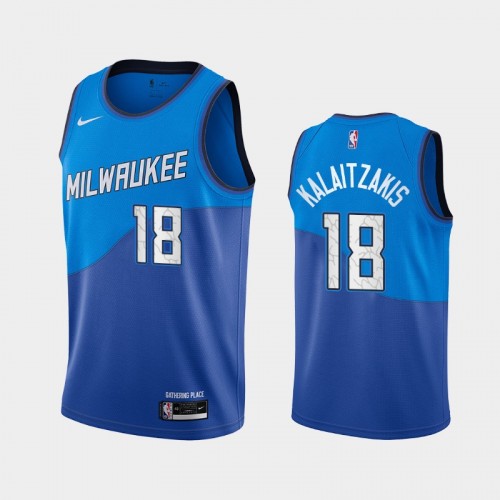 Milwaukee Bucks Georgios Kalaitzakis Men #18 City Edition 2021 NBA Draft Blue Jersey