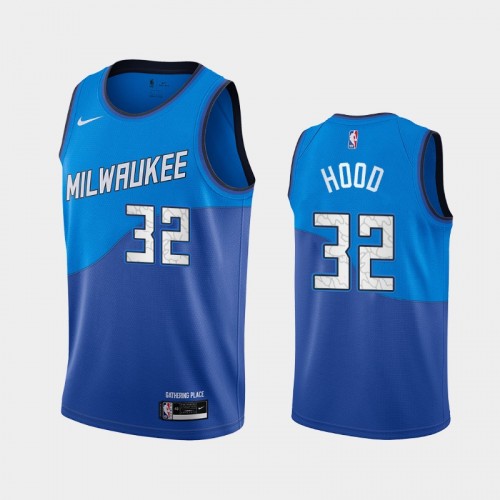 Milwaukee Bucks Rodney Hood Men #32 City Edition Blue Jersey