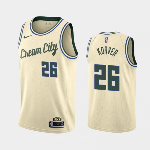 Men's Milwaukee Bucks #26 Kyle Korver 2019-20 City Cream Jersey