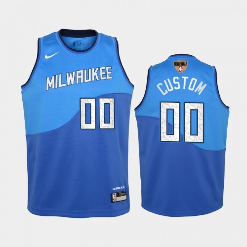 Milwaukee Bucks #00 Custom 2021 NBA Finals City Edition Blue Jersey