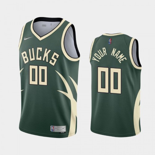 Men's Milwaukee Bucks #00 Custom 2021 Earned Green Jersey