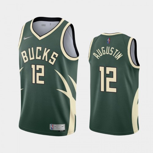 Men's Milwaukee Bucks #12 D.J. Augustin 2021 Earned Green Jersey