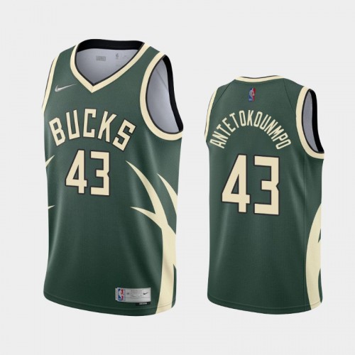 Men's Milwaukee Bucks #43 Thanasis Antetokounmpo 2021 Earned Green Jersey