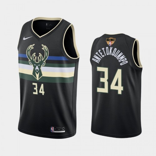 Milwaukee Bucks #34 Giannis Antetokounmpo 2021 NBA Finals Statement Edition Black Jersey