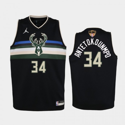 Milwaukee Bucks #34 Giannis Antetokounmpo 2021 NBA Finals Statement Edition Black Jersey