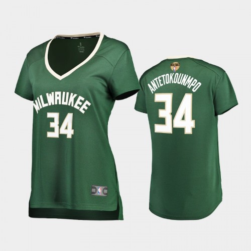 Milwaukee Bucks #34 Giannis Antetokounmpo 2021 NBA Finals Bound Replica Green Jersey