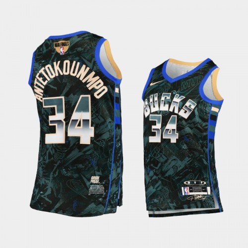 Milwaukee Bucks #34 Giannis Antetokounmpo 2021 NBA Finals Select Series Green Jersey