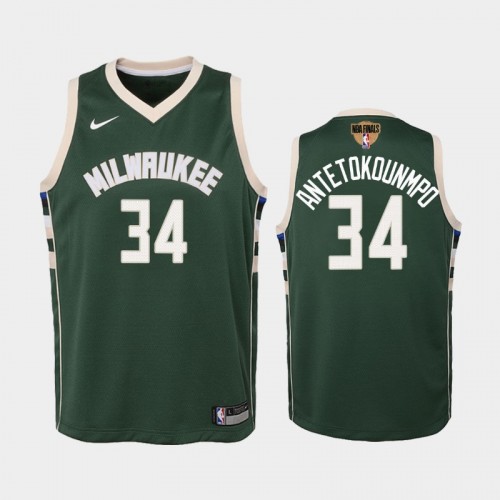 Milwaukee Bucks #34 Giannis Antetokounmpo 2021 NBA Finals Icon Edition Green Jersey