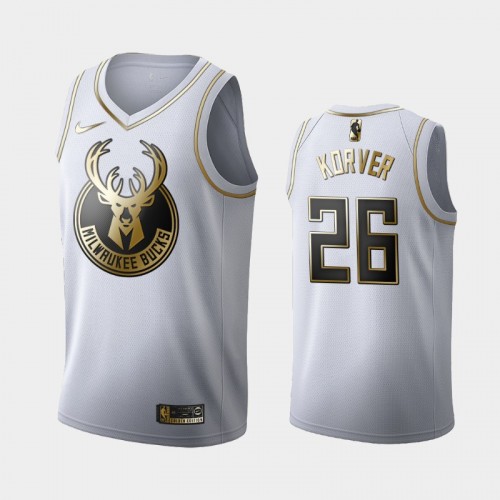 Men's Milwaukee Bucks #26 Kyle Korver White Golden Edition Jersey