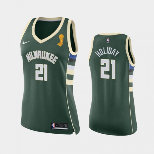 Milwaukee Bucks #21 Jrue Holiday 2021 NBA Finals Champions Green Jersey