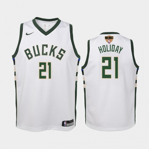 Milwaukee Bucks #21 Jrue Holiday 2021 NBA Finals Association Edition White Jersey