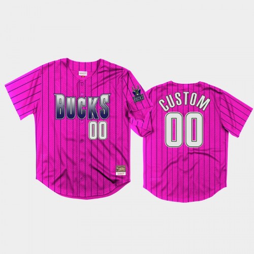 Milwaukee Bucks Custom Men #00 Neon World Purple HWC Mesh Baseball Jersey