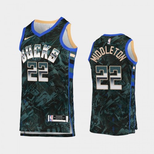 Men's Milwaukee Bucks Khris Middleton Select Series Camo Green Jersey