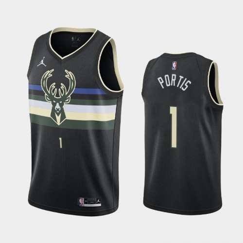 Men's Milwaukee Bucks Bobby Portis #1 2020-21 Statement Black Jersey