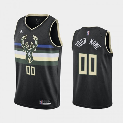 Men's Milwaukee Bucks #00 Custom 2020-21 Statement Black Jersey