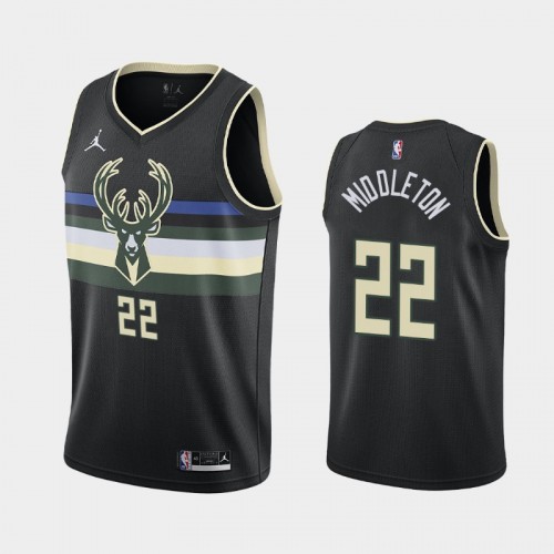 Men's Milwaukee Bucks #22 Khris Middleton 2020-21 Statement Black Jersey