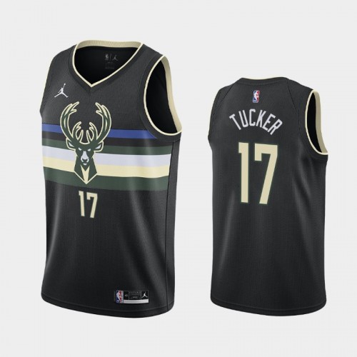 Men's Milwaukee Bucks #17 P.J. Tucker 2021 Statement Black Jersey