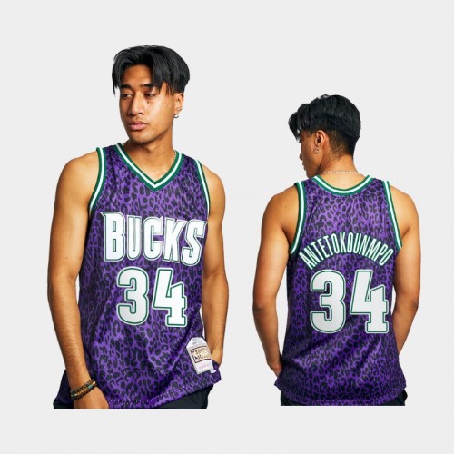 Milwaukee Bucks Giannis Antetokounmpo Men #34 Wild Life Green HWC Swingman Jersey