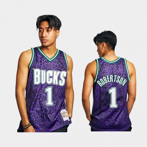 Milwaukee Bucks Oscar Robertson Men #1 Wild Life Green HWC Swingman Jersey