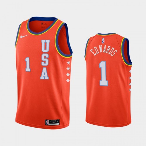 Men's Anthony Edwards #1 2021 NBA Rising Star USA Team Orange Jersey
