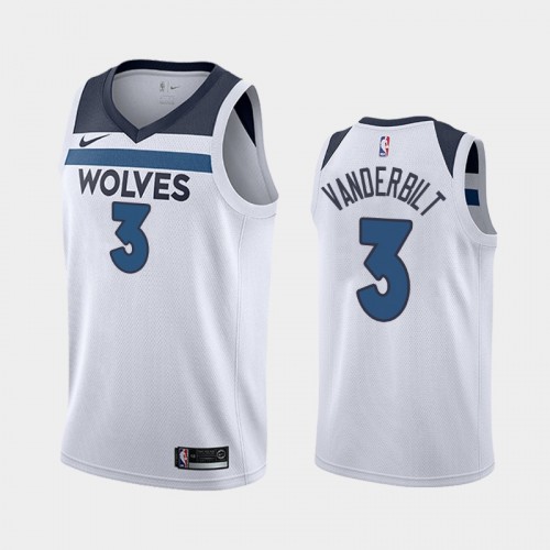 Men's Minnesota Timberwolves #3 Jarred Vanderbilt 2019-20 Association White Jersey