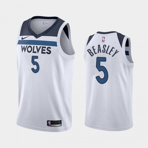 Men's Minnesota Timberwolves #5 Malik Beasley 2019-20 Association White Jersey