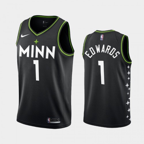 Men Minnesota Timberwolves #1 Anthony Edwards Navy City New Uniform Jersey