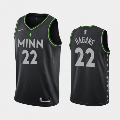 Men's Minnesota Timberwolves #22 Ashton Hagans 2020-21 City Black Jersey