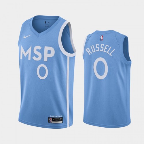 Men's Minnesota Timberwolves #0 D'Angelo Russell 2019-20 City Blue Jersey