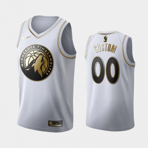 Men's Minnesota Timberwolves #00 Custom White Golden Edition Jersey