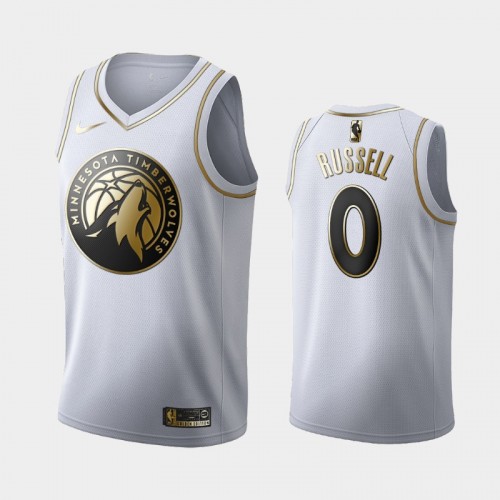 Men's Minnesota Timberwolves #0 D'Angelo Russell White Golden Edition Jersey