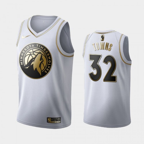 Men's Minnesota Timberwolves #32 Karl-Anthony Towns White Golden Edition Jersey