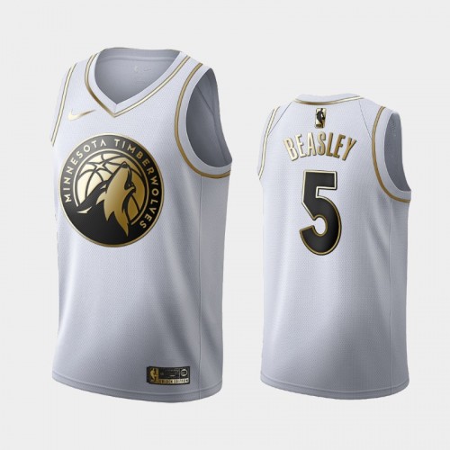 Men's Minnesota Timberwolves #5 Malik Beasley White Golden Edition Jersey