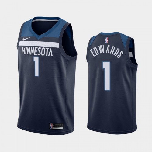 Men Minnesota Timberwolves Anthony Edwards #1 Icon 2020 NBA Draft First Round Pick Navy Jersey